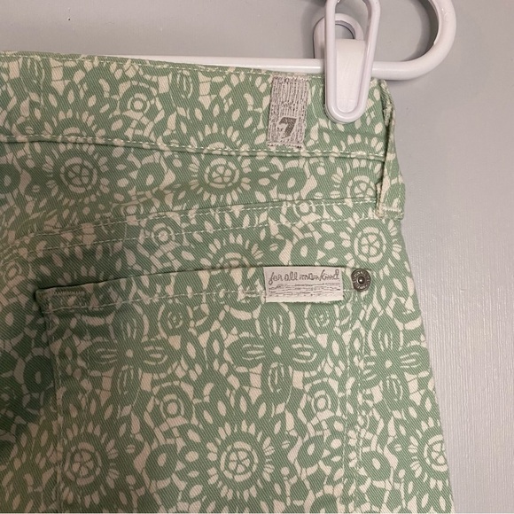 7 For All Mankind Floral Mint Green Straight Leg Pants Size 27 - Picture 5 of 7